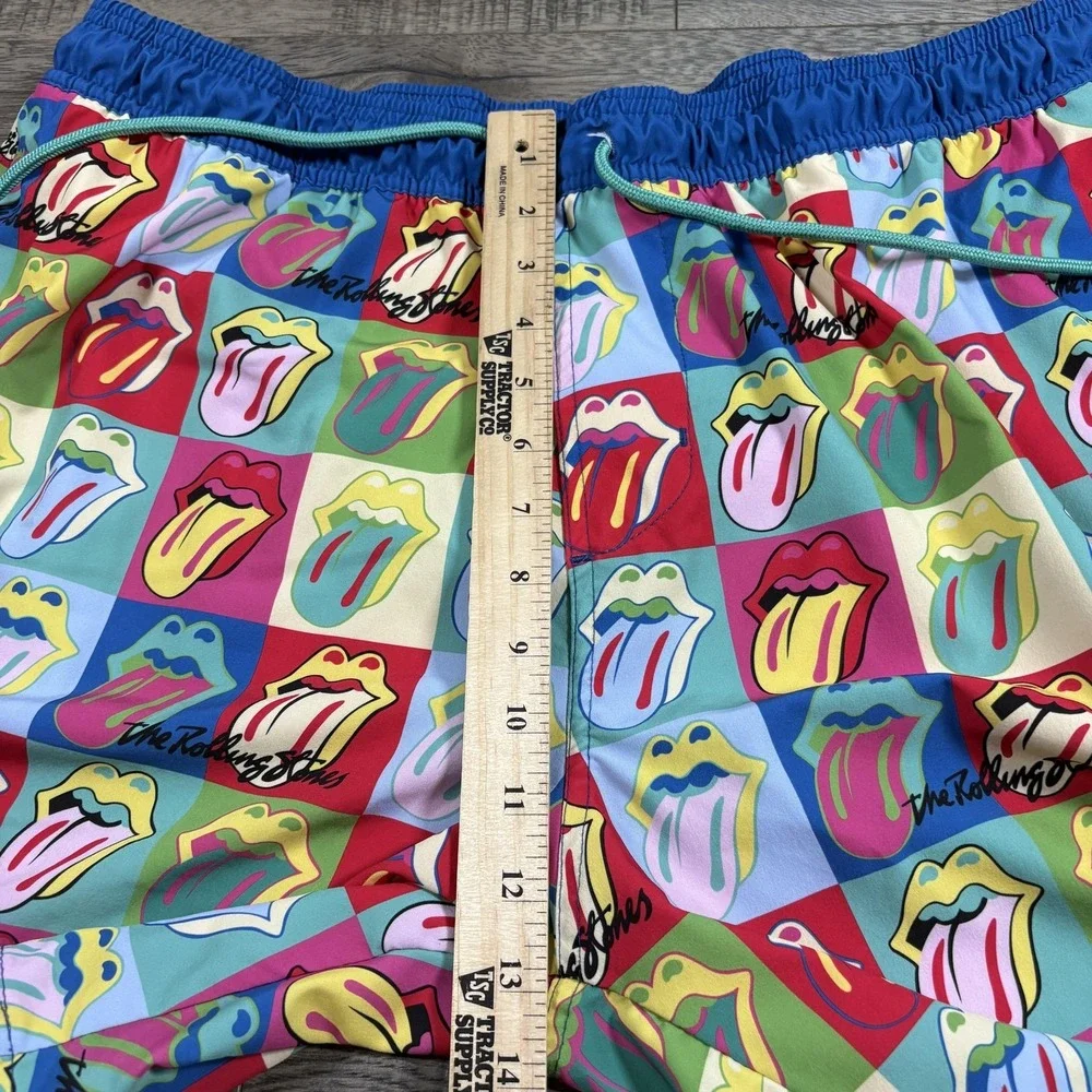 The Rolling Stones Swim Shorts Mens 2XL Multicolor Tongue Logo Band Swim‎ Trunks